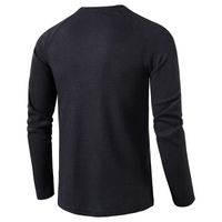 T-Shirt Homme Manches Longues Col Rond Tee Shirt Couleur Unie Automne Hiver Tissu Confortable - Taille US - Bleu Bleu - Prêt-à-Porter
