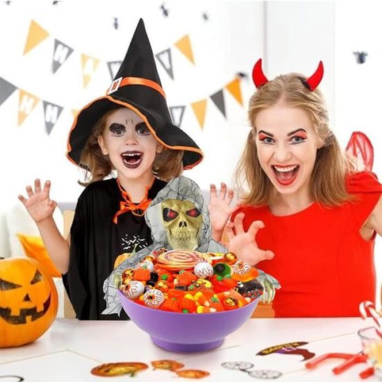 Bol à Bonbons Halloween Animé - Squelette Hurlant Avec Capteur De Mouvement - Décoration Effrayante Pour Fête - 7