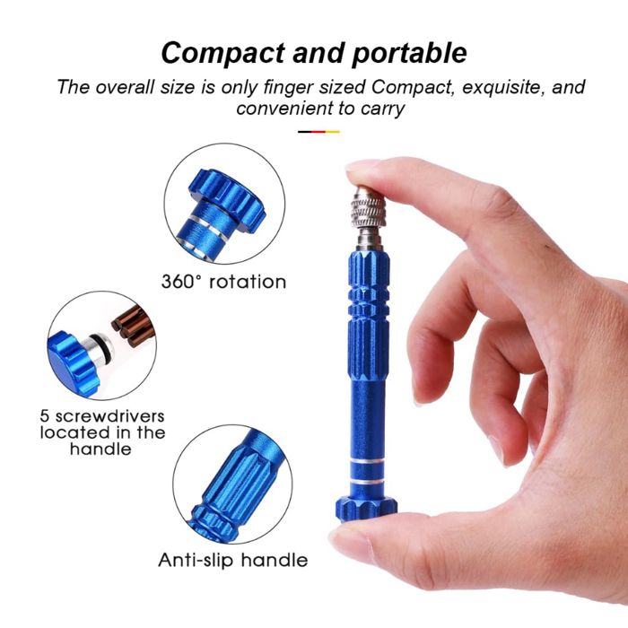 Mini Tournevis 5-en-1 : Kit De Précision Pratique Pour Petits Travaux à La Maison