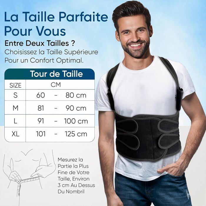 Correcteur de Posture Ceinture Dorsale/Lombaire et Redresseur de Dos pour  Soulager les Douleurs au Dos et aux Épaules (XL)