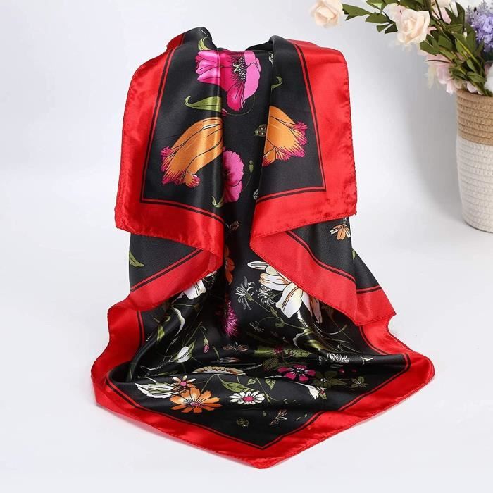 Carré En Soie - Rouge - 53 X 53 Cm