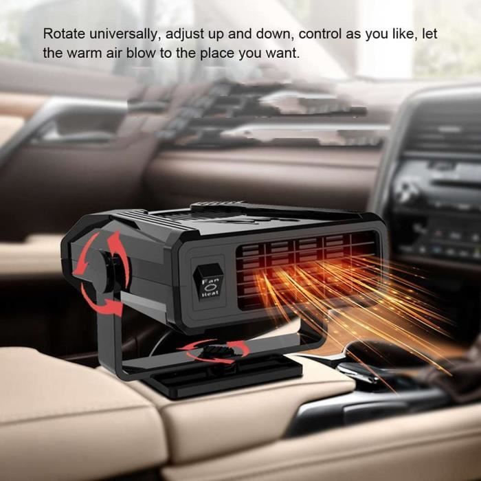 Ventilateur Chauffage Voiture 150W 12V 2 En 1 - Désembuage Dégivrage Portable