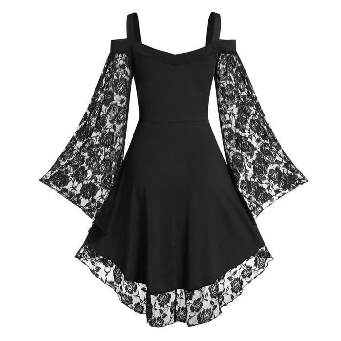 Robe Robe gothique en dentelle Vintage pour femme en Patchwork de grande taille a bretelles Spaghetti a bandes Type Bourgogne Blanc Cdiscount Pret a Porter