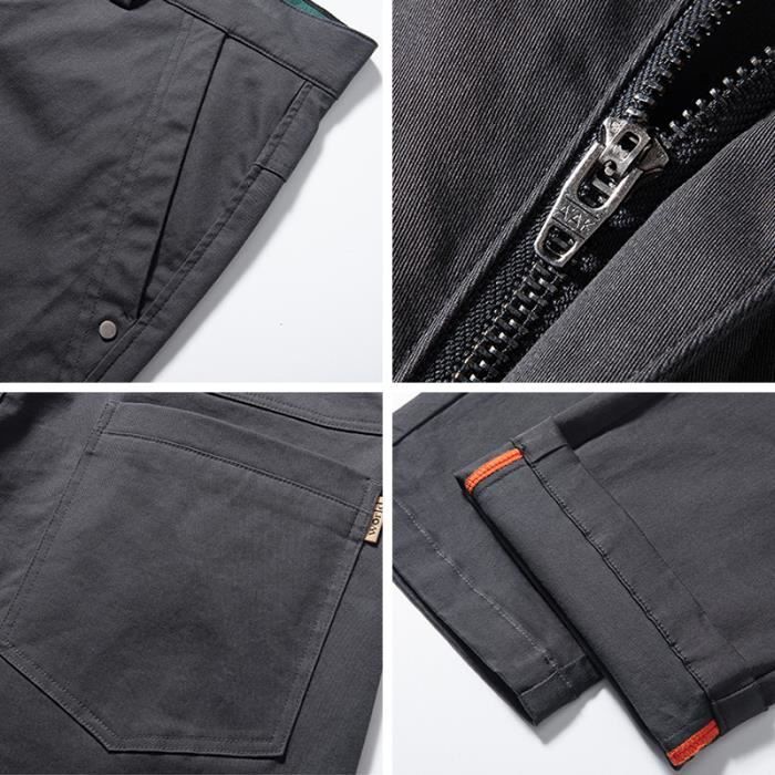 Pantalon Chino Homme Coupe Droite Motif Rayures Pantalon Business Elegant Tissu Confortable - Gris Gris - Prêt-à-Porter