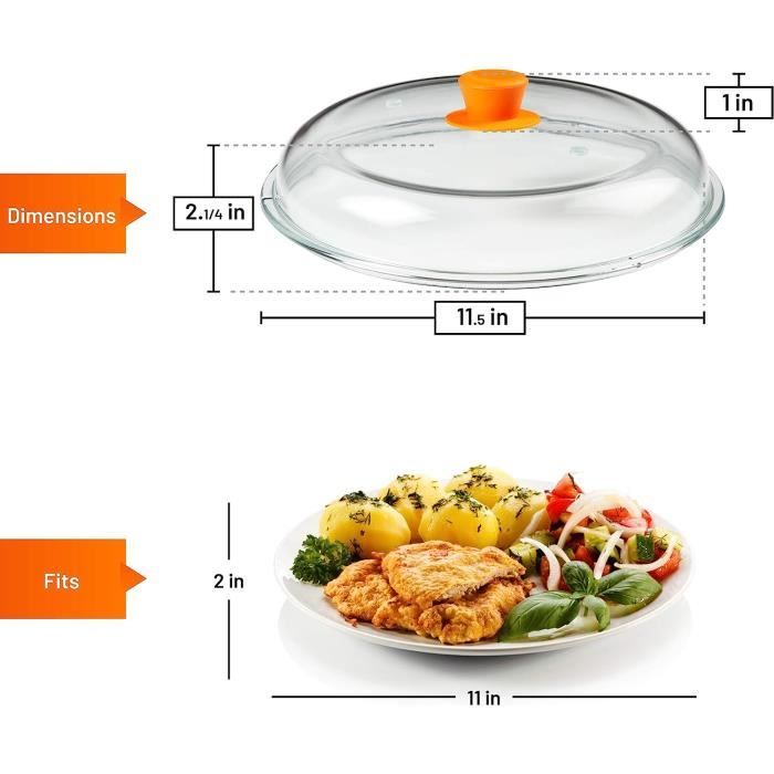 Bezrat Couvercle en verre pour micro-ondes avec poignée en silicone facile  à prendre en main 100 % de qualité alimentaire, sans BPA et passe au  lave-vaisselle Noir 25,4 cm : : Cuisine