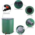 Récupérateur d'eau de pluie pliable - FCH - 250 L - Vert - Tissu maillé en PVC 500D - Barre d'appui large PVC-3