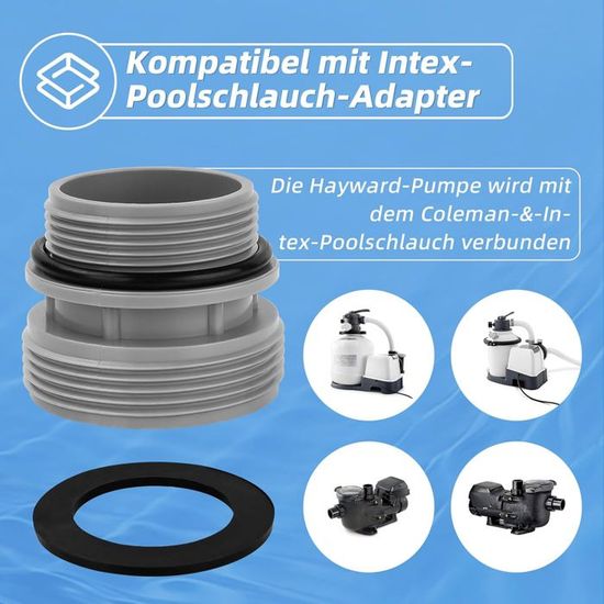 Adaptateur De Tuyau De Piscine 40mm Vers 1.5 Pouces - Kit De 2 Pièces Avec Joints - Compatible Intex, Coleman - 2