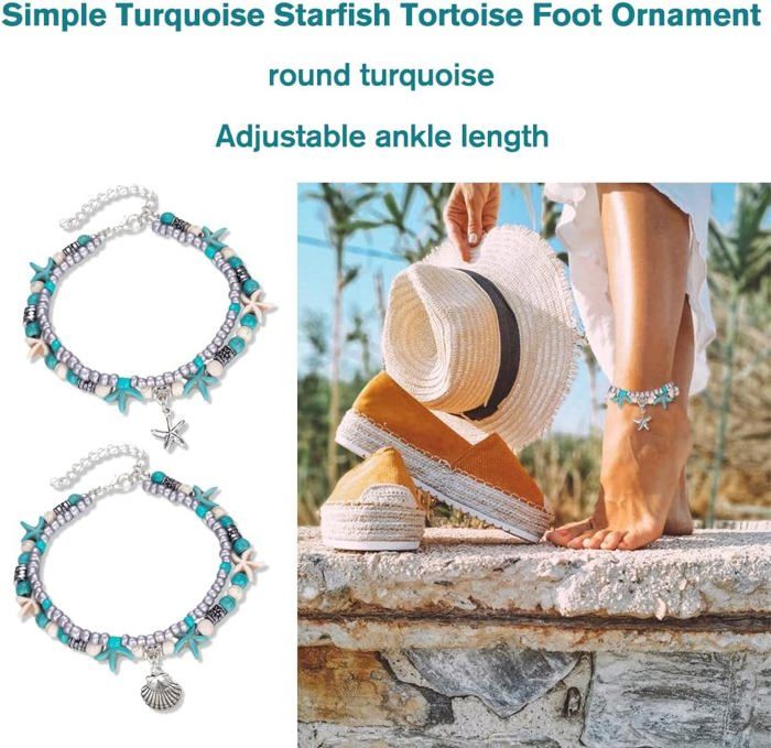 TseenYi Bracelet De Cheville Boho Cauris Perles Colorées Arc-en