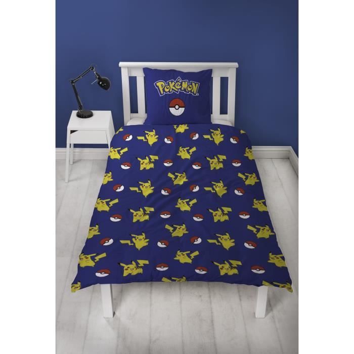 POKEMON PIKACHU POKEBALL POKE BALL COUETTE DOUBLE TAILLE 64