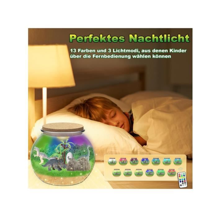 Kit Terrarium Dinosaure Avec Veilleuse – 13 Couleurs, Télécommande, Accessoires, éducatif, Pour Enfants 4-12 Ans