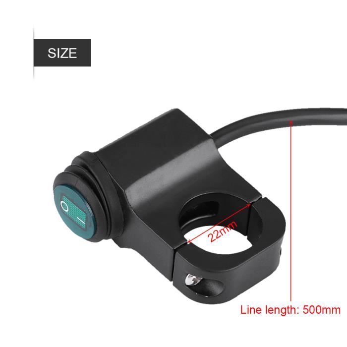 Interrupteur étanche Guidon Moto 7/8" - 22mm - ON/OFF Pour Phare 12V - Alu