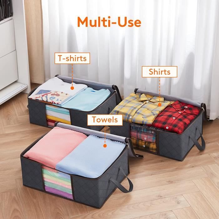 Lifewit Lot de 3 Sac de Rangement Vetement 35L Boite de Rangement Sous lit Pliable Housse Rangement Couette Organisateur de Pl19 Cdiscount Maison