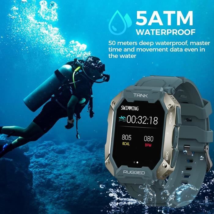 Tank Pro Montre Connect e Homme Appel Bluetooth 1.72 50M
