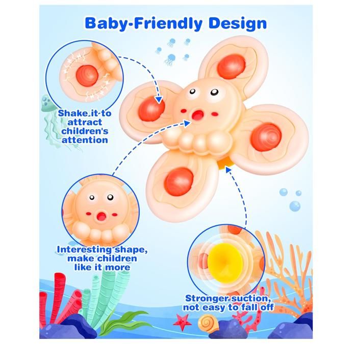 Jouets de bain pour bébé, ventouse de bain amusante, Spinner, hochets de dessin animé, jouets éducatifs, cadeaux de noël et d'anniversaire pour enfants 26 Jouets de bain pour bébé, ventouse de bain amusante, Spinner, hochets de dessin animé, jouets éducatifs, cadeaux de noël et d'anniversaire pour enfants 26