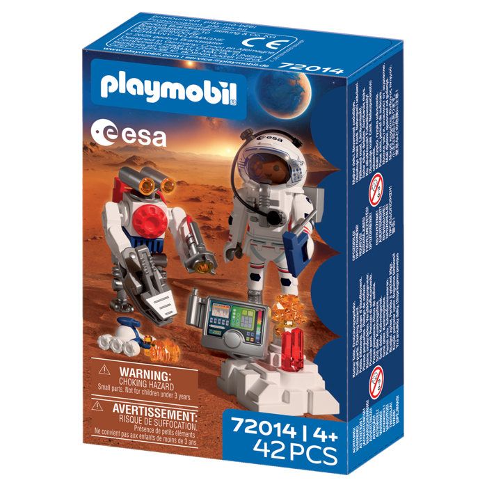 PLAYMOBIL Space – Astronauta ESA Con Robot, Mars Crawler Y Estación De Análisis – Set De Exploración Espacial Para Niños +4 Años (72014)