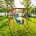 AXI Portique en Bois Marron – Balançoire Bébé | Balançoire turquoise / jaune pour les enfants à partir de 9 mois-5