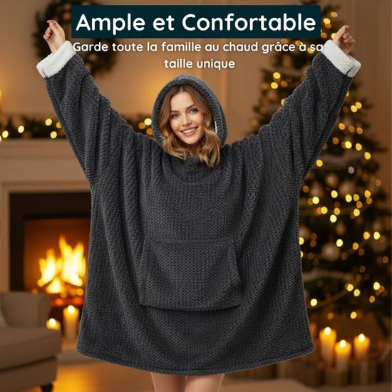 Pilou Pilou Personnalisable – Sweat-plaid Avec Photo, Capuche, Poche, Ultra Doux Pour L’hiver