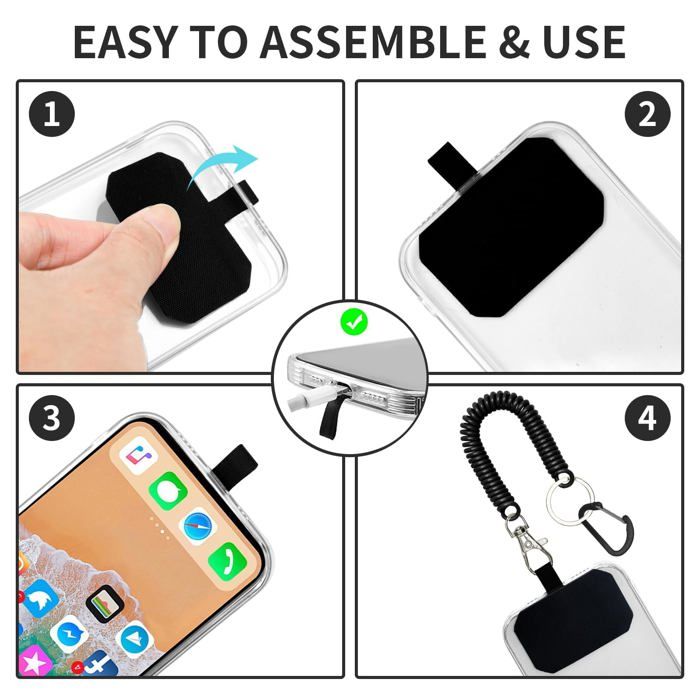 Cordon Antivol Rétractable Pour Téléphone - Avec Mousqueton - Pour Randonnée, Vélo, Ville - Universel