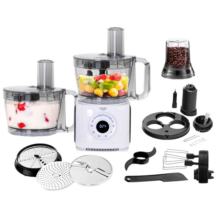 Batteur Électrique Adler AD 4225 Inox 800 W – 5 Vitesses + Turbo, Fouets & Crochets, Design Noir/Argent