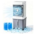 Climatiseur portable sans fenêtre 120W :réservoir d'eau amovible de 35L, 3 vitesses, télécommande, fourni avec cristaux de glace