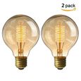 2 Pack E27 Edison Ampoule à Incandescence Vintage Globe Lampe Filament Rétro G80 40W 220V Blanc Chaud Idéal pour Décoration Luminair-0
