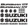 Kit Autocollant Adhésif Vinyle 7 Années Gaufrage Compatible Avec Suzuki Burgman 125 Contient 14 Autocollants (Noir)-0