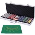 Jeu de Poker - GOPLUS - Mallette en Aluminium avec 500 Jetons - Accessoires Complets - Coins Polis en Douceur-0