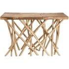 MACABANE LALY - Console bois nature plateau rectangulaire Teck - pieds bois flotté