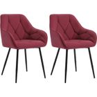 WOLTU Lot de 2 Chaises de Salle à Manger, Chaise de Cuisine en Velours, avec Dossier, Pieds en Métal, Bordeaux W0ATT0394-2
