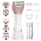 GPFUOEA Épilateur Électrique Femme 6 en 1 Femme sans Fil - Rasoir Électrique Sèche et Humide, 2 Vitesses avec Exfoliant, Nettoyage, Massage