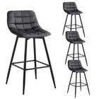 WOLTU 4X Tabouret de Bar, Chaise de Bar, Assise rembourrée en Velours avec Pieds et Repose-Pieds en métal,Gris Foncé