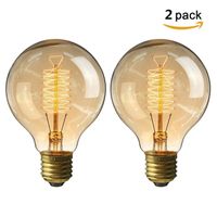 2 Pack E27 Edison Ampoule à Incandescence Vintage Globe Lampe Filament Rétro G80 40W 220V Blanc Chaud Idéal pour Décoration Luminair
