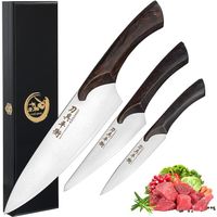 Couteau damasse Chef Set de 3 couteaux de cuisine professionnels ergonomiques Cadeau