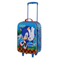 Valise Trolley Soft 3D - Sonic Faster - Bleu