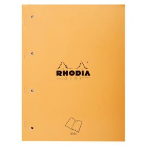 BLOC NOTE RHODIA - Cahier de notes agrafe - 22,3 x 29,7 - 160 pages détachables perforées - Seyès - Papier Velin Surfin P.E.F.C 80G - Orange