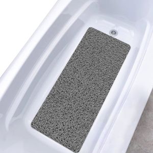 ANTI-DÉRAPANT BAIN Gris Tapis de Douche Antidérapant, 40 * 100cm, Tapis de Baignoire de Sécurité Confort Doux avec Trous de Drainage, Tapis de Bain de