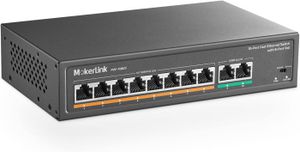 SWITCH - HUB ETHERNET  10 Ports PoE Switch with 8 Port PoE+, 2 Fast Ether
