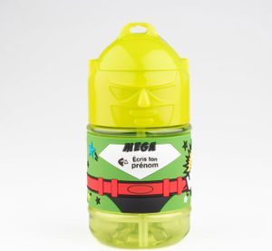 GOURDE Bouteille personnalisée pour enfant, gourde d'eau avec paille - Neutre vert garçon.[G334]
