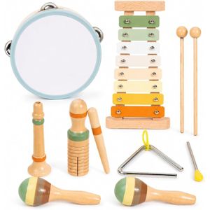 Instruments de musique pour enfants à partir de 3 ans - Jouet en bois - Tambour - Xylophone pour enfants et bébés - Jouet musical Montessori à partir de 3 ans