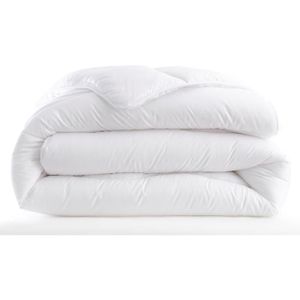 Couette 2 personnes 240x220cm tempérée microfibre lavée toucher doux uni blanc Couette 2 personnes 240x220cm tempérée microfibre lavée toucher doux uni blanc