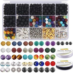 KIT BIJOUX Kit de 602 perles de lave avec perles chakra de 8 
