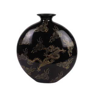 VASE - SOLIFLORE Fine Asianliving Vase Chinois Porcelaine Noir Drag