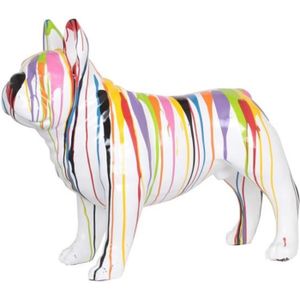 STATUE - STATUETTE Statue chien bouledogue Français en résine multico