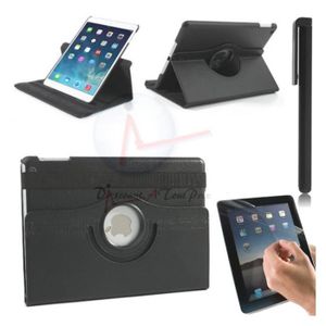 HOUSSE TABLETTE TACTILE Housse Coque Etui Cuir Noir Pour iPad 2/3/4 Rotative 360° + Stylet + Film