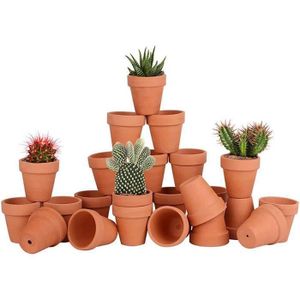 Doitool Lot de 3 pots de fleurs en terre cuite avec support en fer