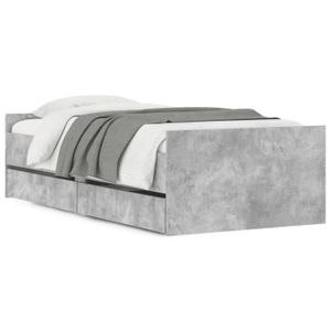 STRUCTURE DE LIT ABB Pwshymi - Cadre de lit avec tiroirs gris béton