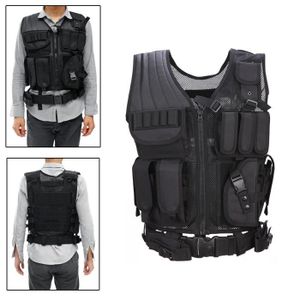 Mil-Tec Hommes Vintage Survie Gilet Pr/élav/ée Noir