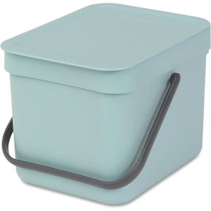 COMPOSTEUR - ACCESSOIRE Composteur Cuisine - TRAHOO - Sort & Go 6L - Poignée De Transport - Mint - Blanc - A monter soi-même