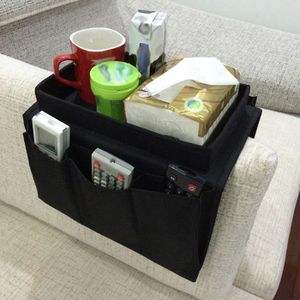 Beige) canapé accoudoir suspendu TV télécommande organisateur canapé sac de  rangement avec porte-gobelet plateau canapé