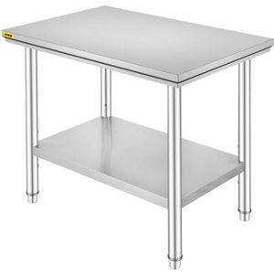 PLAN DE TRAVAIL Table de Travail Cuisine Inox - VEVOR - 60 X 90 X 80 cm - Capacité de Charge de 130 kg